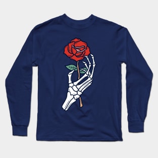 Sketelon Hand with Rose Long Sleeve T-Shirt